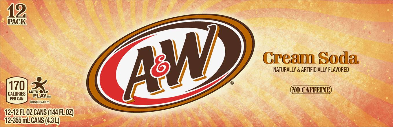 A&W Cream Soda (12 pack, 12 fl oz)