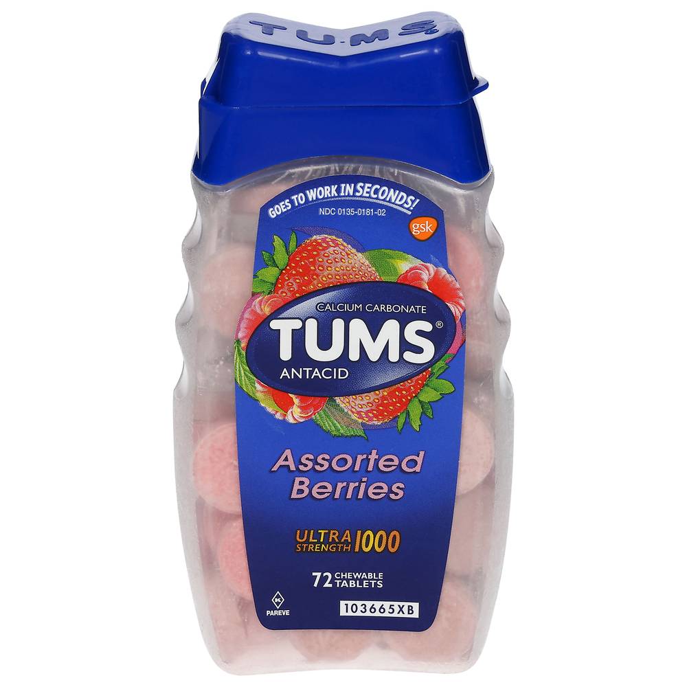 Tums Assorted Berries Chewable Antacid Tablets (72 ct)