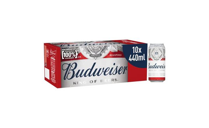 Budweiser Lager Beer 10 x 440ml Cans (397246)