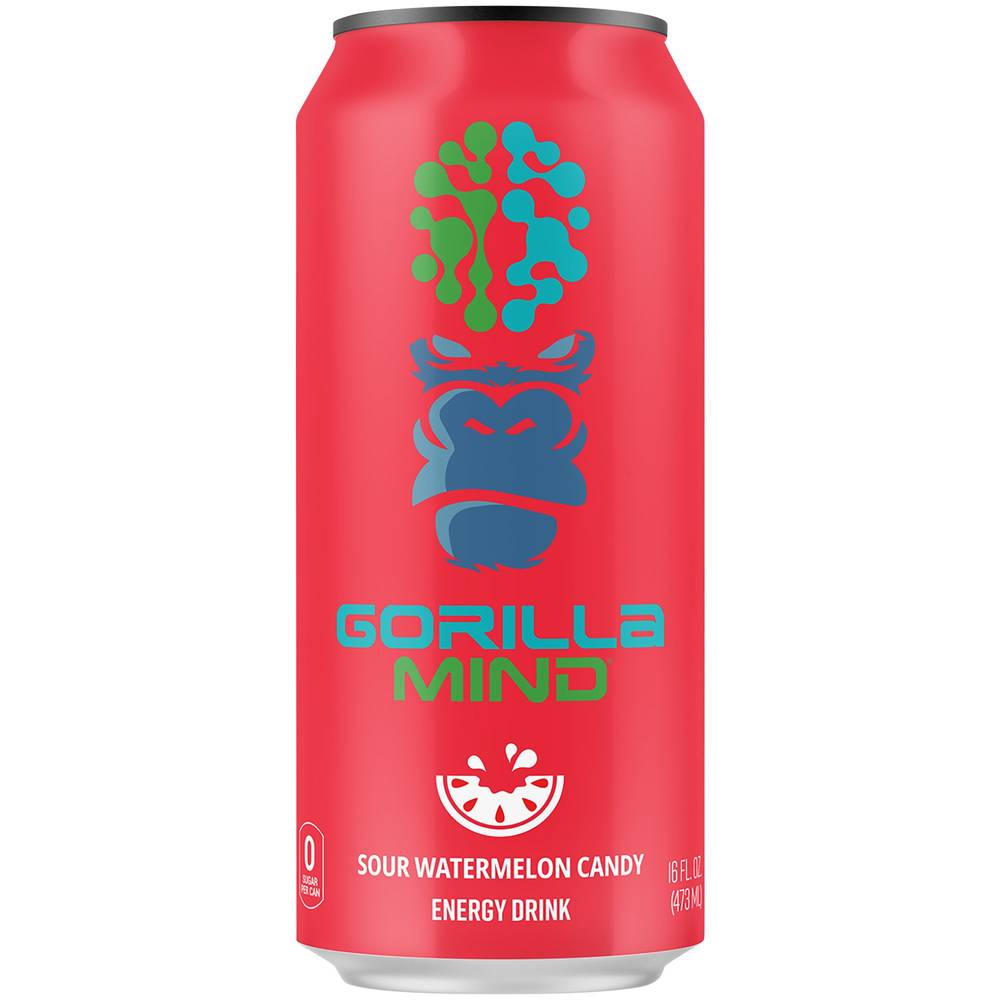 Gorilla Mind Energy Drink, Sour Watermelon Candy (16 fl oz)