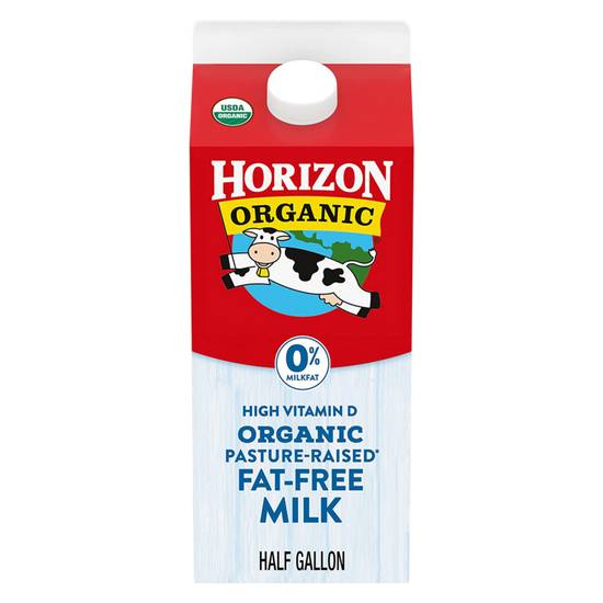 Order Horizon Organic Fat-Free Milk 1/2 Gallon food online from Everyday Needs by Gopuff store, Ladera Ranch on bringmethat.com