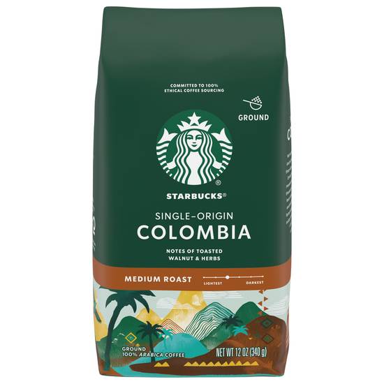 Starbucks 100% Arabica Colombia Single-Origin Medium Roast Ground Coffee (12 oz)