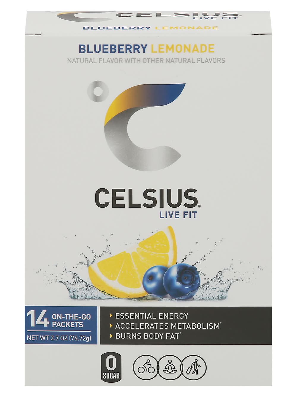 Celsius On the Go Powder Sticks, Blueberry Lemonade (2.7 oz, 14 ct)