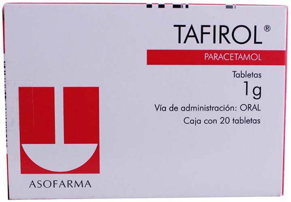 Asofarma tafirol paracetamol tabletas 1 g (20 piezas)