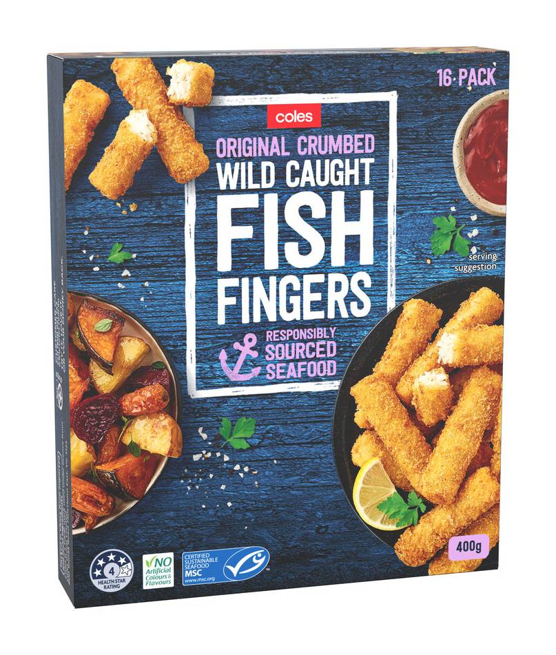 Coles Crumbed Fish Fingers (400g, 16 pack)