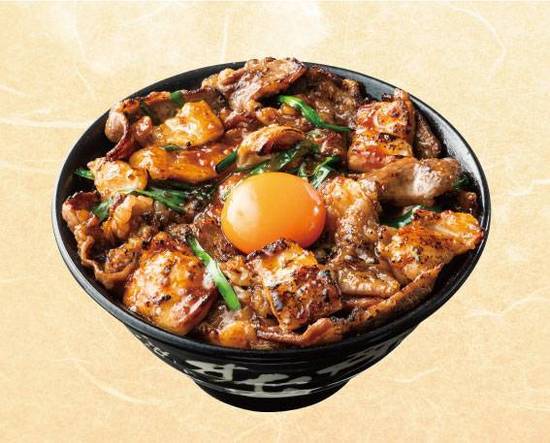 [オススメ！]大阪ホルモン牛カルビ味噌焼肉丼肉W盛り