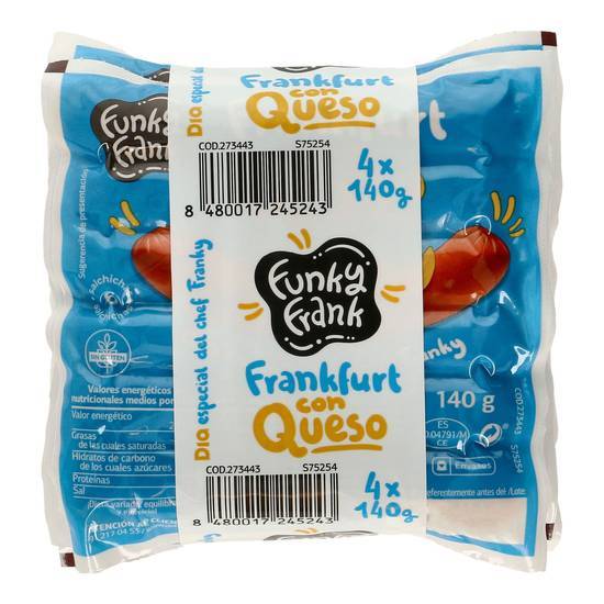DIA FUNKY FRANK salchichas Frankfurt con queso pack 4 x 140 gr
