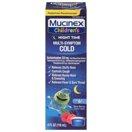 Mucinex Children's Night Time Very Berry Flavor Liquid Multi-Symptom Cold