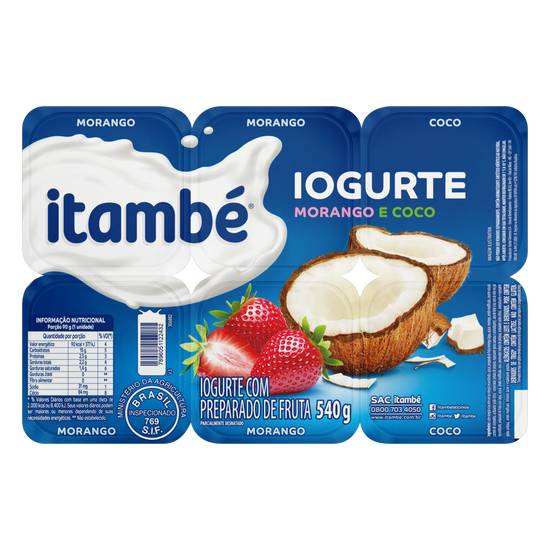 Itambé iogurte com preparado de fruta morango e coco (540 g)