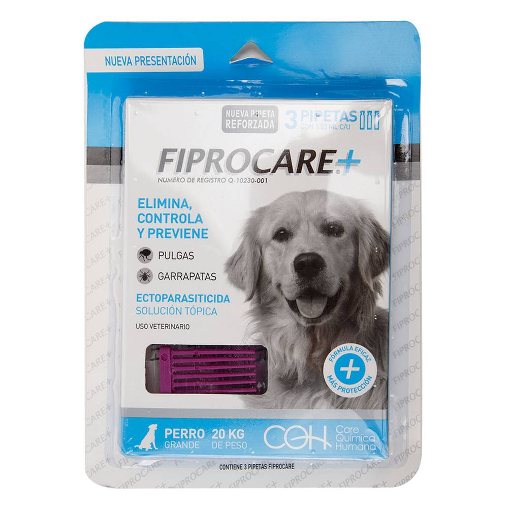 Care Química Humana · Pipeta fibrocare contra pulgas y garrapatas (3 x 1,53 ml)