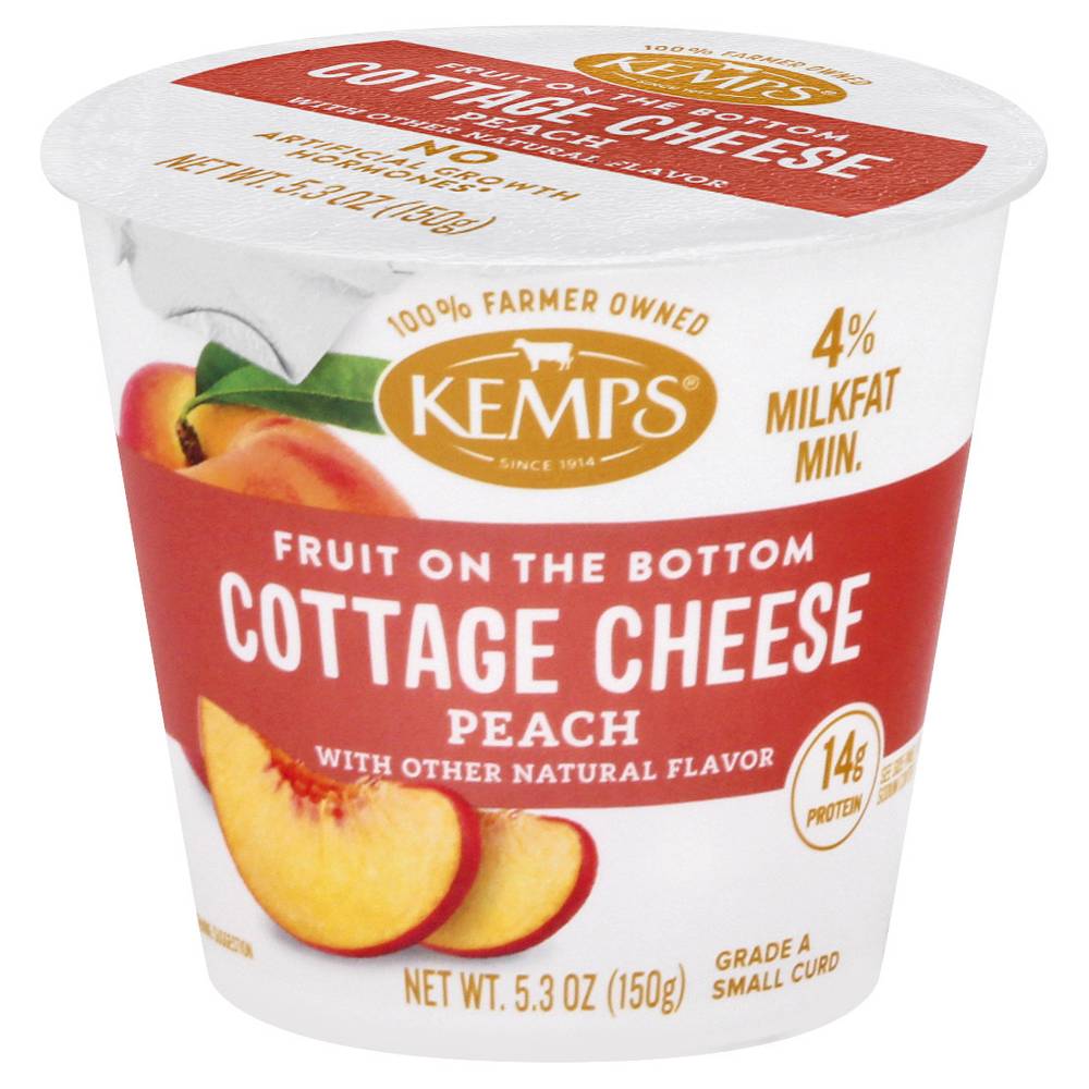 Kemps 4% Milkfat Small Curd Cottage Cheese With Peach (5.3 oz)