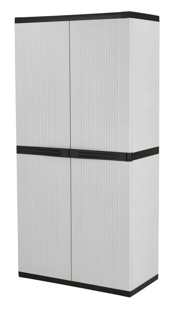 Hdx Premium One 35 In. W X 71.7 In. X 18.5 In. D 4-Shelf Resin Freestanding Cabinet In Grey
