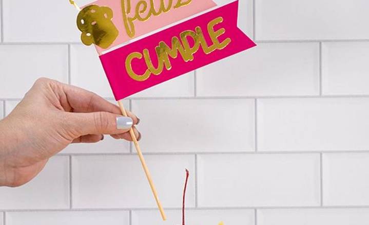 Cake Topper Bandera Rosa