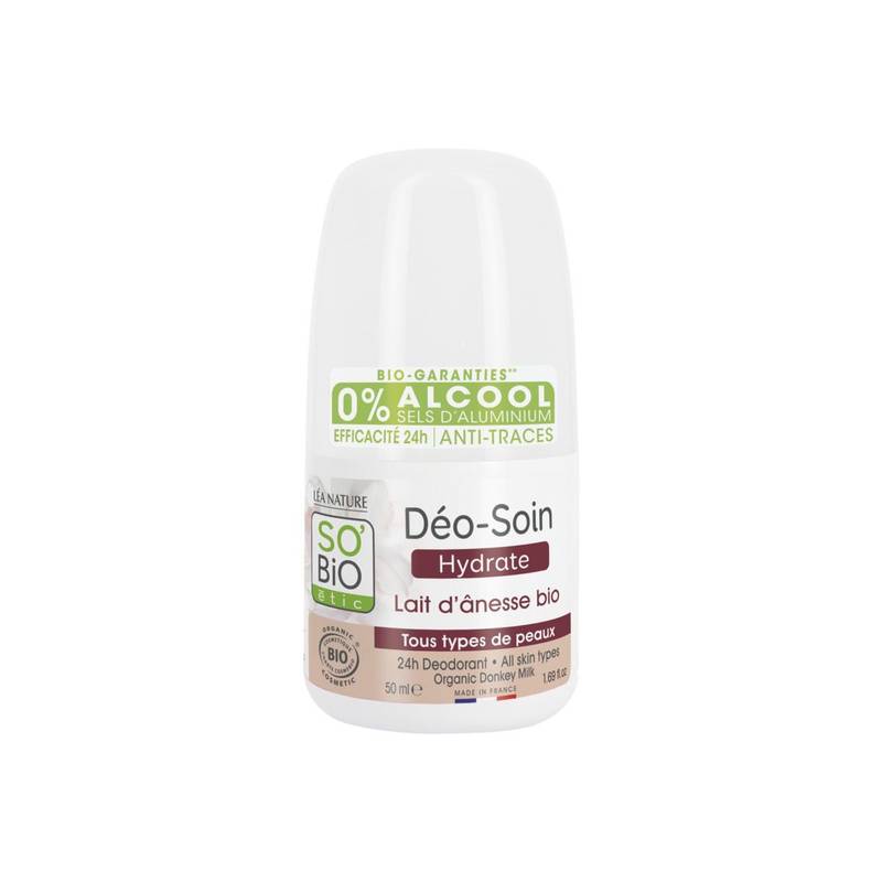 SO'BiO étic - Déodorant bille soin hydratant au lait d'ânesse bio 24h (50ml)