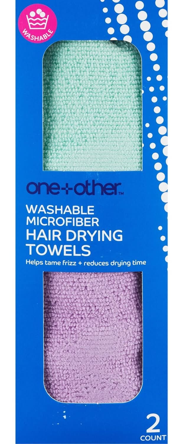 One+Other Washable Microfiber Hair Drying Towel (2 ct)