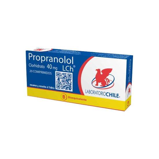 Propanolol (B) 40mg 20 Comprimidos