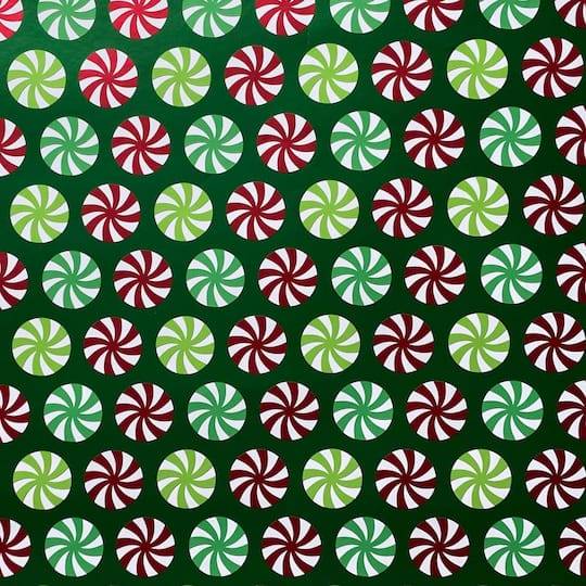 Celebrate It Foil Peppermint Gift Wrap, Green