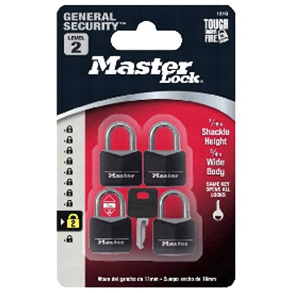 Master Lock 3/4in (19mm) Wide Covered Solid Body Padlock; 4 Pack