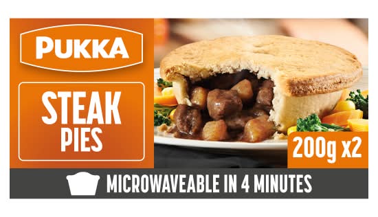 Pukka Chicken, Steak Microwaveable Tasty, Crisp& Filling Shortcrust Pies (2 pack)