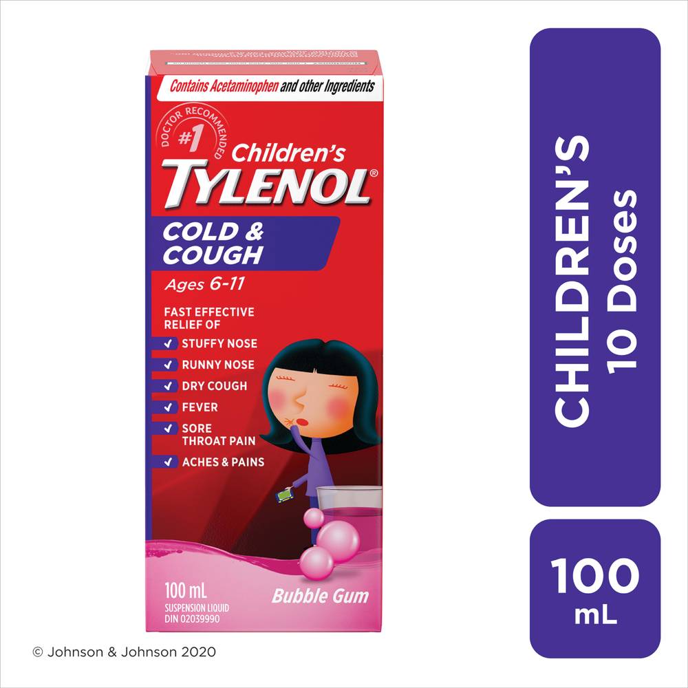 Tylenol Children’s Cold & Cough Suspension Liquid Bubble Gum Burst (100 g)