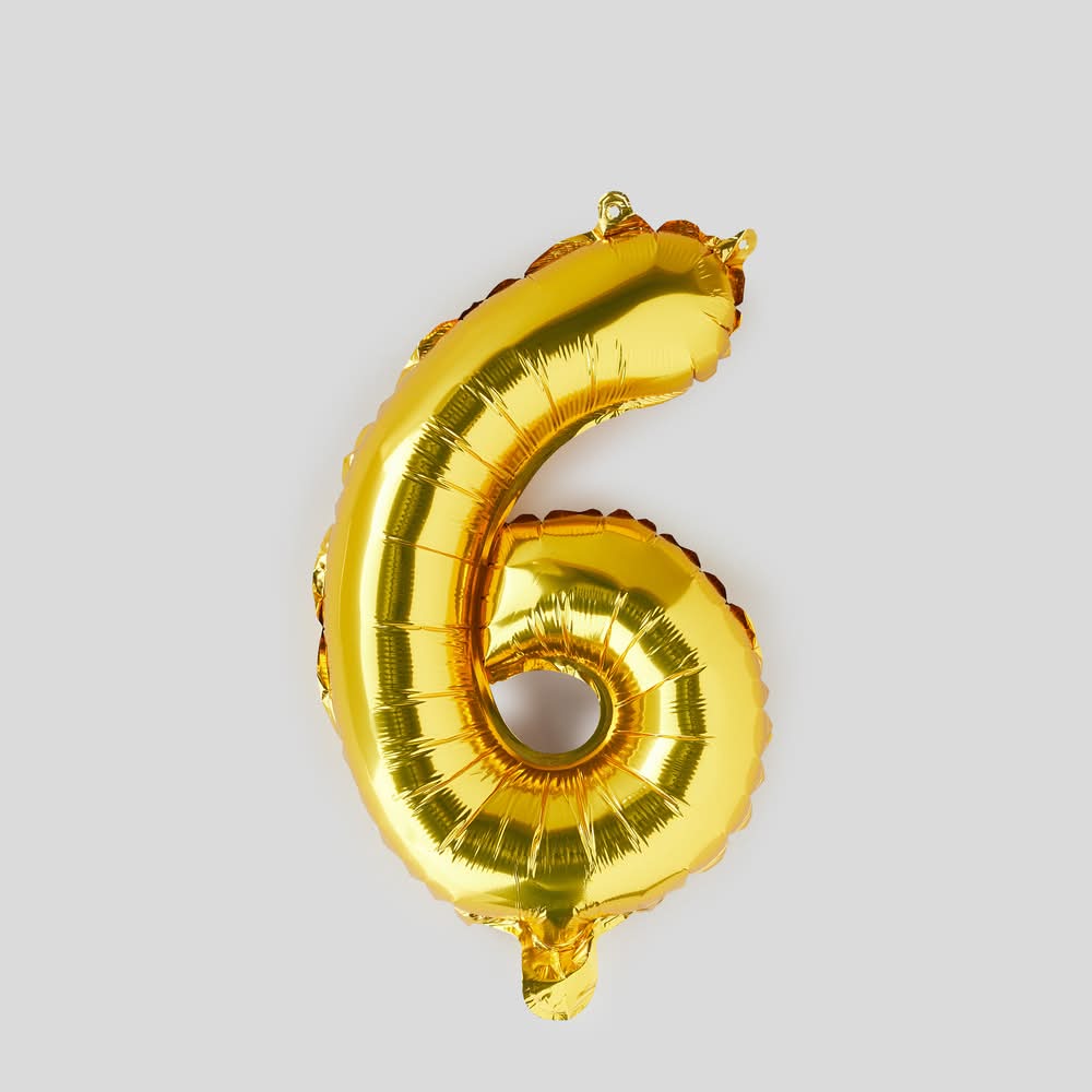 Monoprix - Ballon chiffre 6, 30cm, or (15g)