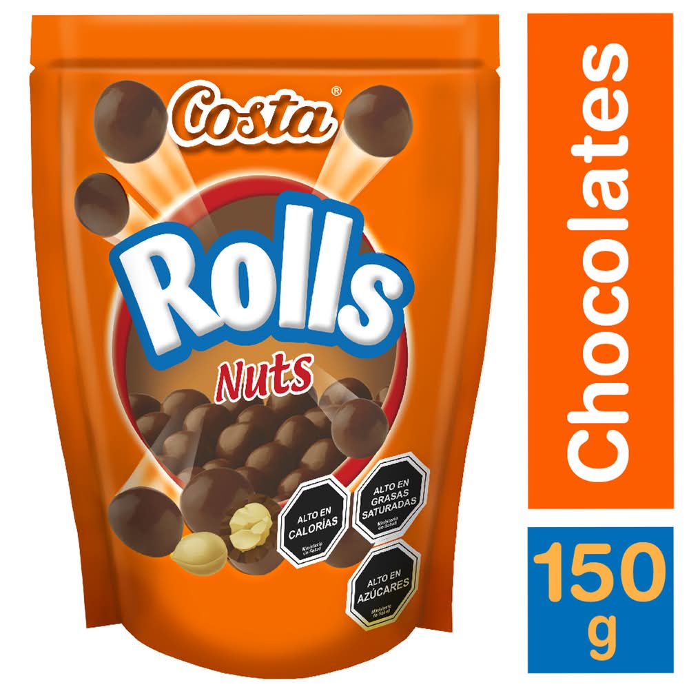 Rolls · Nuts chocolate con relleno crocante - Maní (150 g)