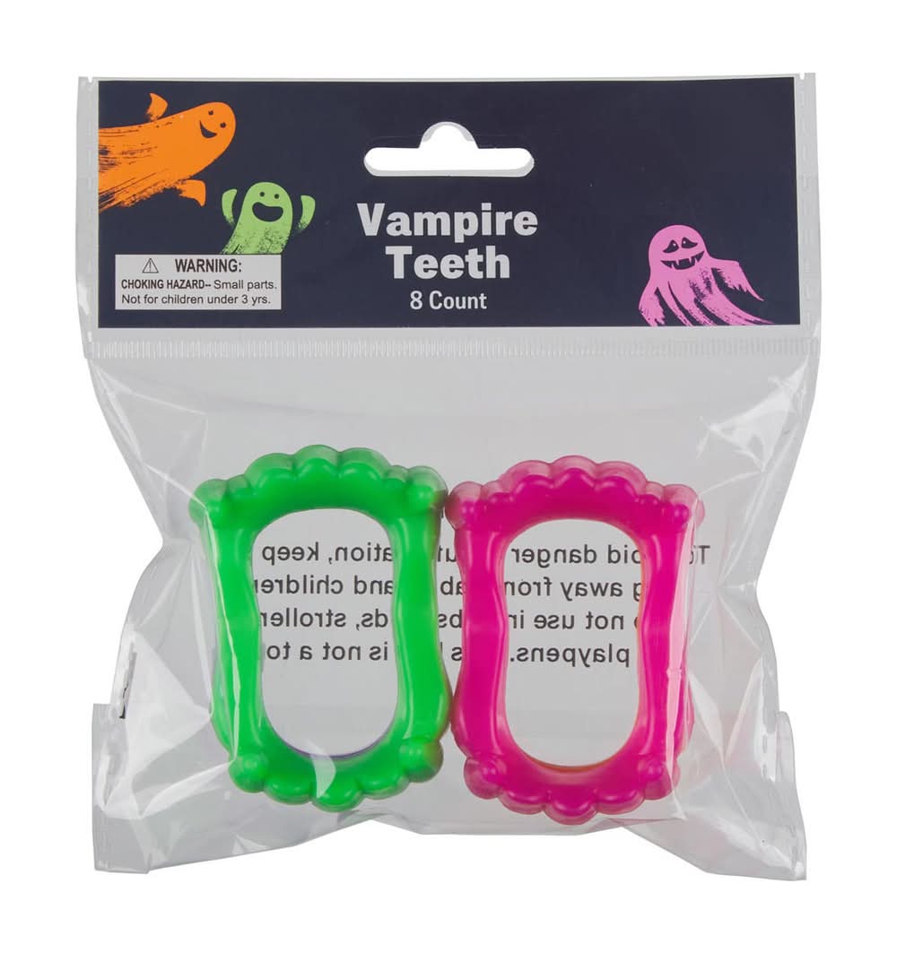 Halloween Spooky Vampire Teeth 8 Ct 2 Assorted Colors