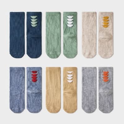 Cat & Jack Toddler Dino Crew Socks, 2T-3T, Assorted (6 ct)