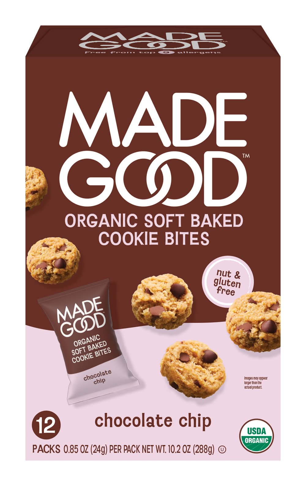 MadeGood Soft Baked Mini Cookies Family pack, Chocolate Chip (10.2 oz, 12 ct)