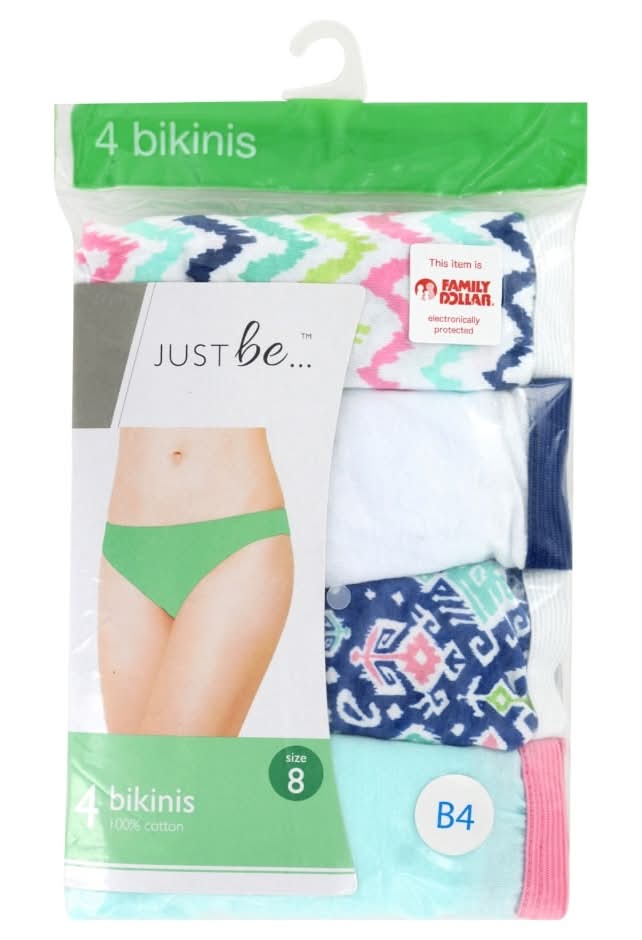 Just Be Patterned Bikini Briefs, Women, Size 8, Multicolor (4 ct)