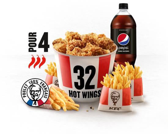 MENU BUCKET POUR 4 - 32 HOT WINGS®
