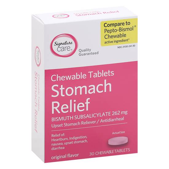 Signature Care Pepto-Bismol Original Stomach Relief Chewable Tablets (30 ct)