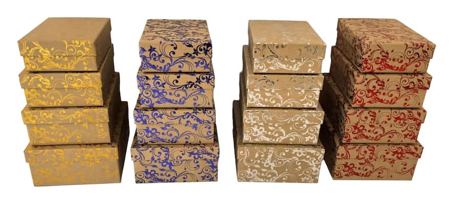 Rectangular Gift Box With Lid, Assorted Colors, 4-ct.