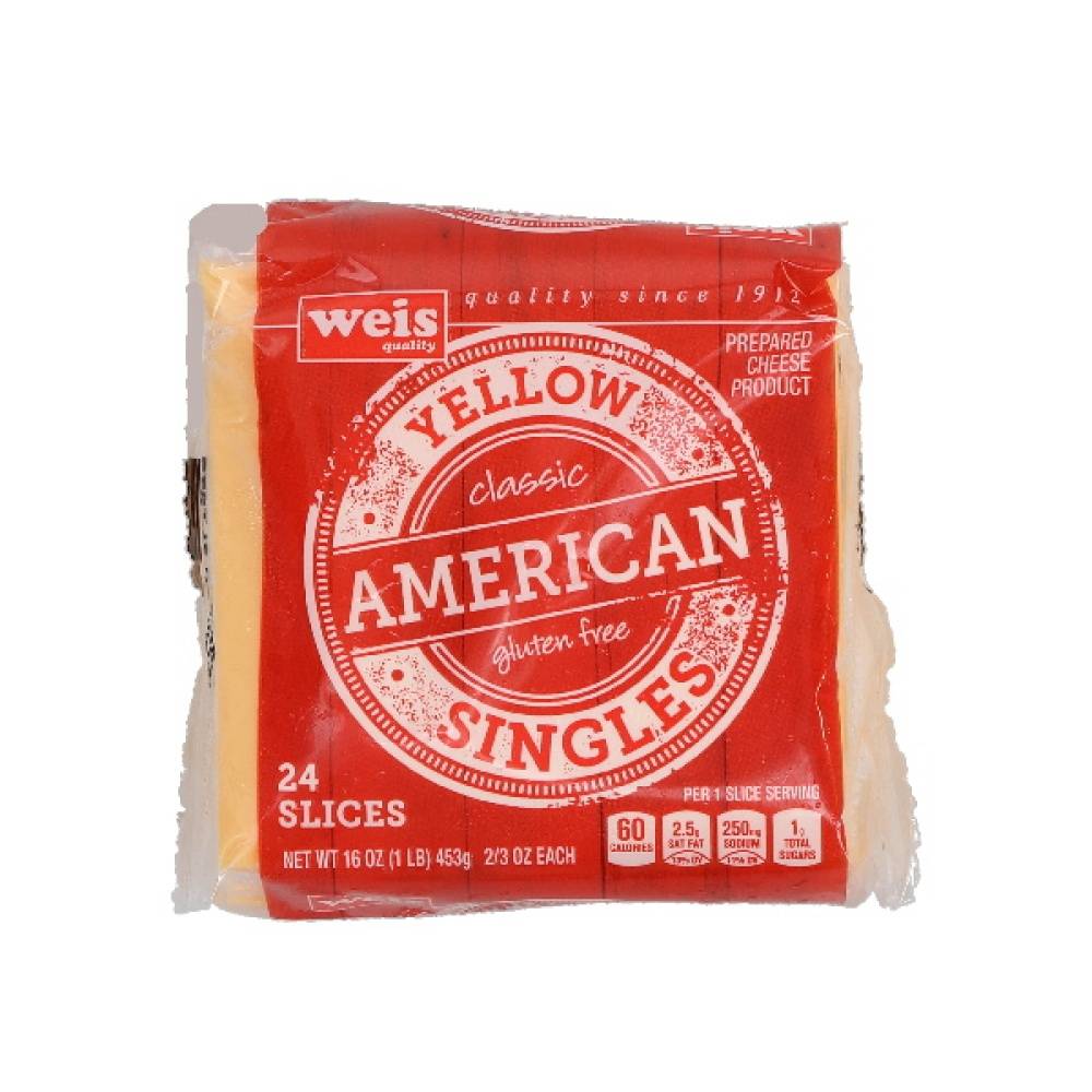 Weis Yellow Classic American Cheese Singles (0.8 oz, 24 ct)