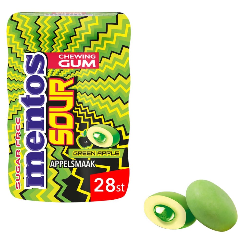 Mentos Gum Sour Gôut Pomme 28 Pièces 56 g