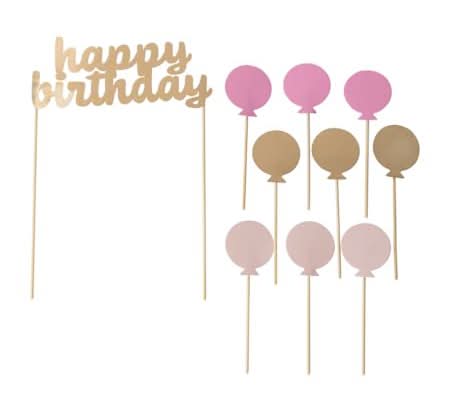 Happy Birthday Cake Topper 10-Count