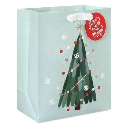 Hallmark Illustrated Tree Christmas Gift Bag, Medium, Light Green