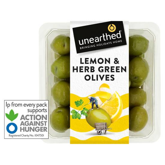Unearthed Lemon & Herb Green Olives 150g