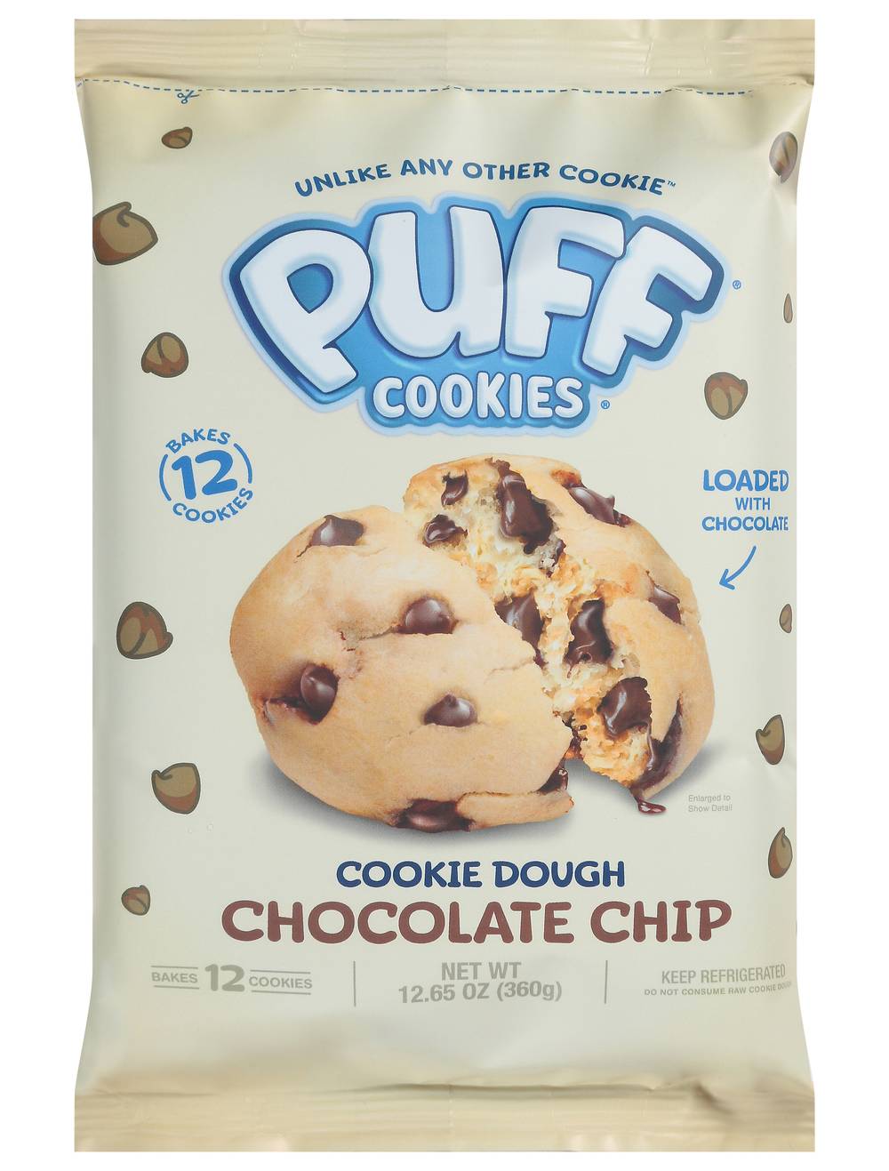Puff Cookies Cookie Dough, Chocolate Chip (12.65 oz, 12 ct)