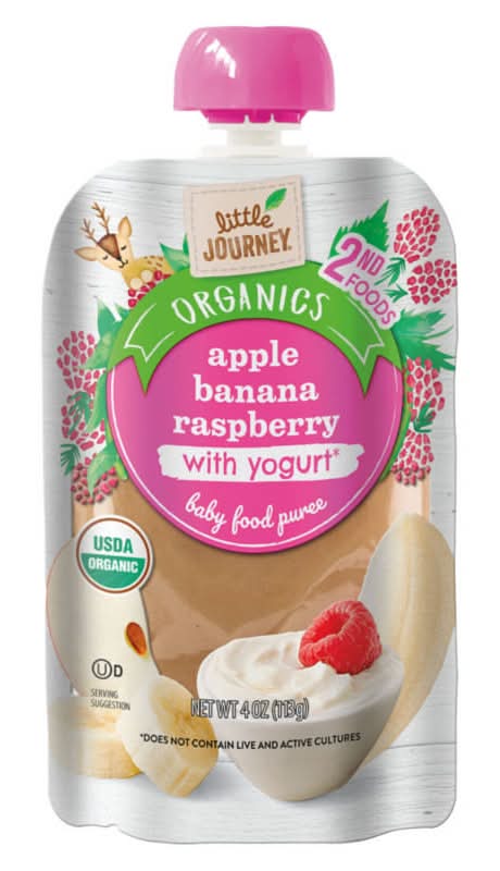 Little Journey Organic Yogurt Baby 2nd Food Puree, Apple Banana Raspberry (4 oz)
