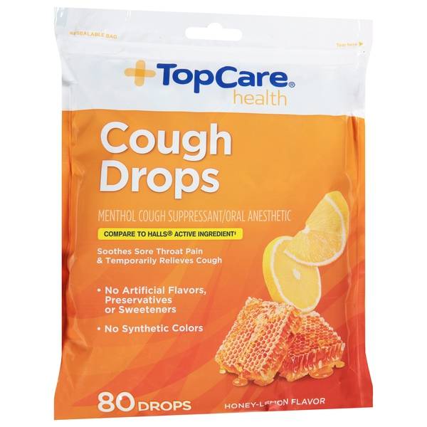 Topcare, Cough Drops, Honey-Lemon Flavor
