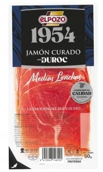 Jamón curado en medias lonchas El Pozo 1954 sin gluten y sin lactosa 50 g