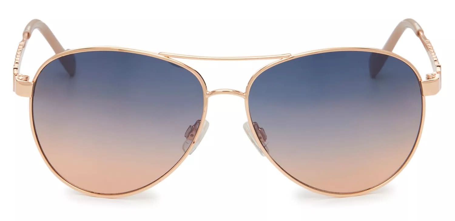 Jessica Simpson Aviator Sunglasses (Navy/Pink/Gold One Size)