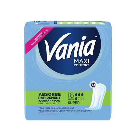 Vania - Serviettes hygiéniques super maxi confort (16 pièces)