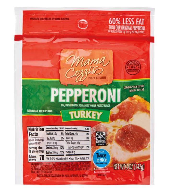 Mama Cozzi's Pizza Kitchen Sliced Pepperoni, Turkey (5 oz)
