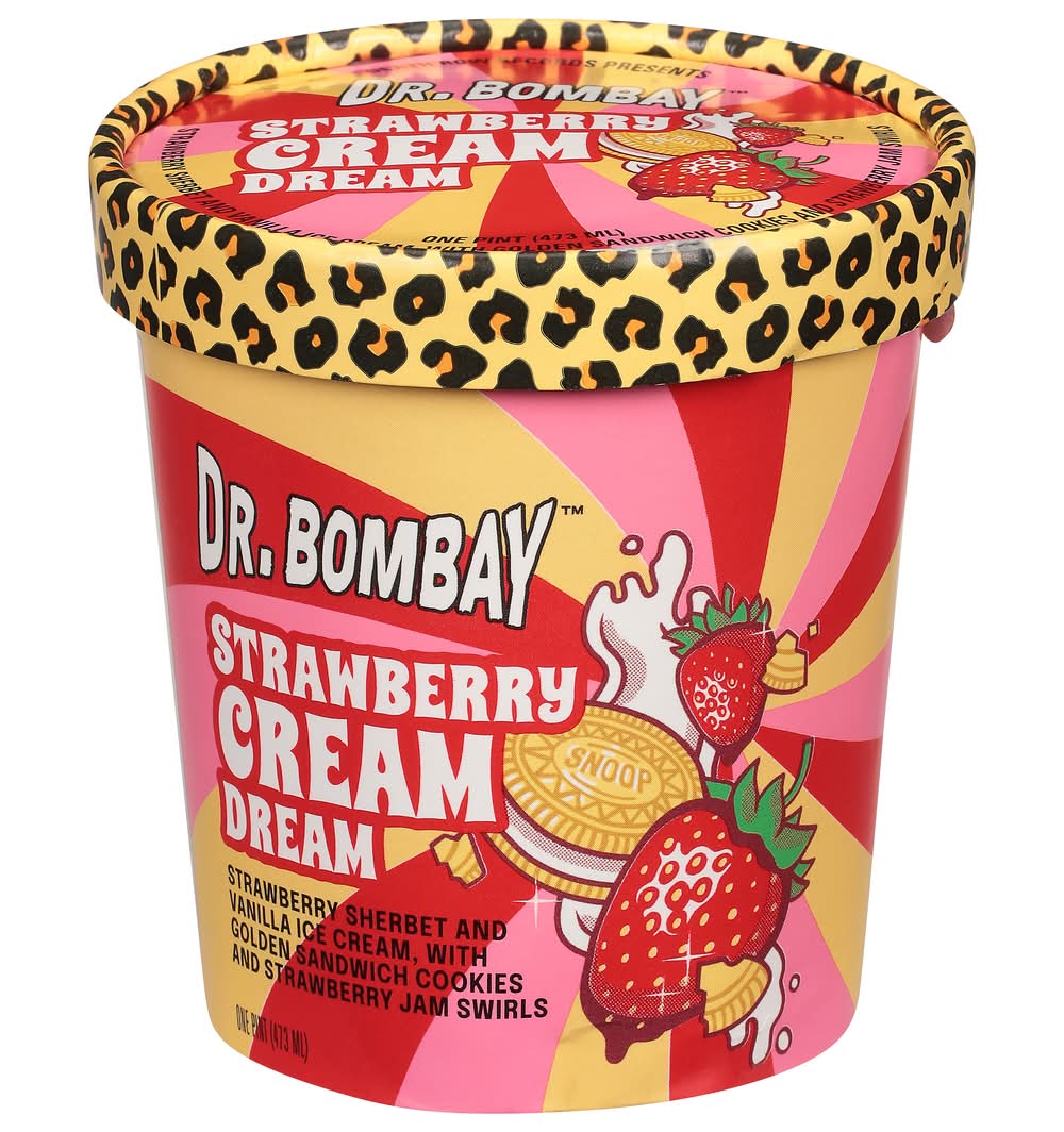 Dr. Bombay Cream Dream Ice Cream, Strawberry-Vanilla (1 pint)
