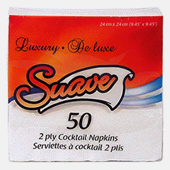 Suave Cocktail Napkins 2 Ply, 50 Pack (24 x 24cm/9.45 x 9.45")