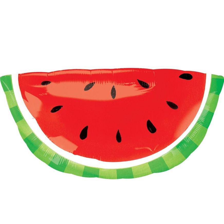 Uninflated Watermelon Slice Foil Balloon, 36in wide x 23in