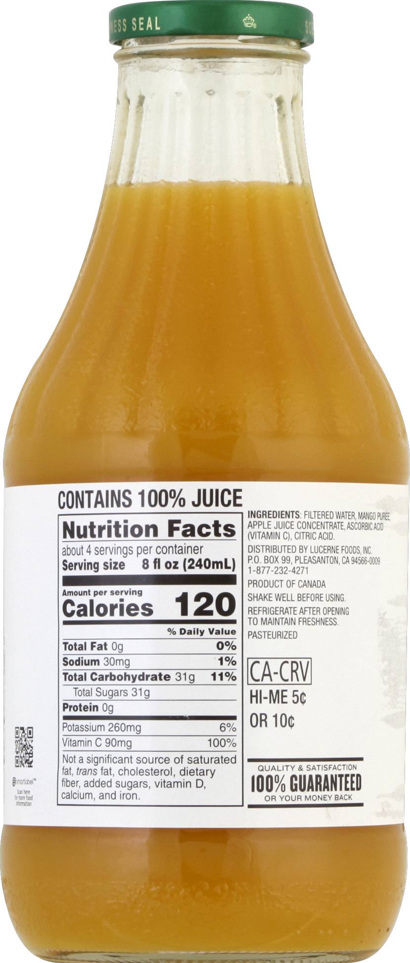 Nature's Nectar Strawberry Kiwi Juice Drink Nutrition Facts