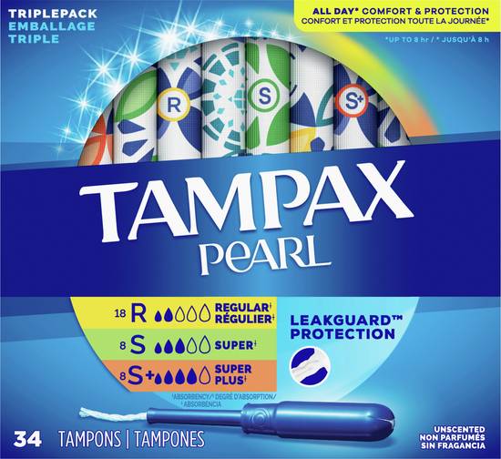 Tampax Triplepack Pearl Tampons (34 ct)
